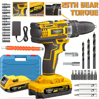 21V Multi-function Impact Drill Set Wireless Power w/ Battery And Quick Charger    Home Decor Supply | Online Retail | ShoreShopper.com