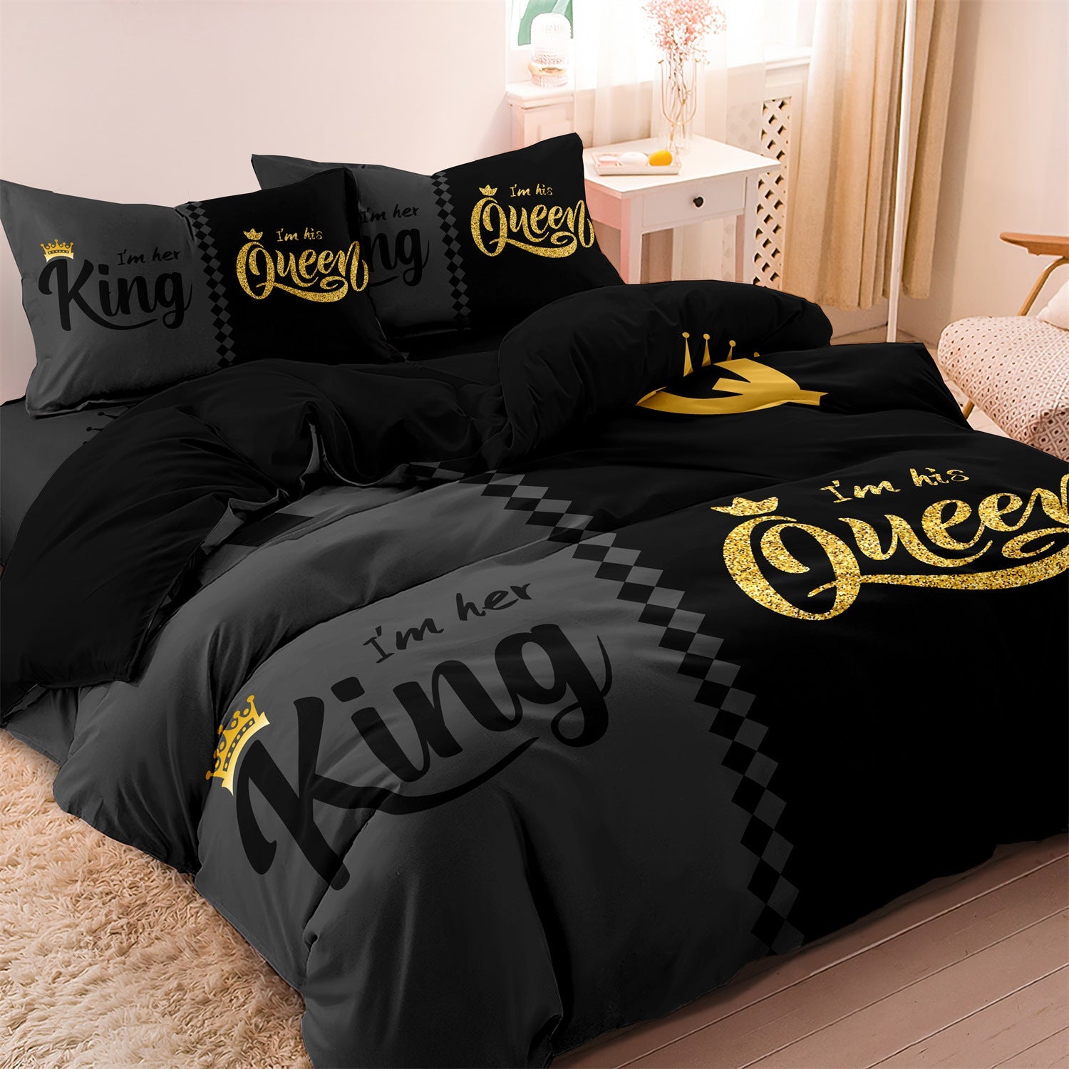 Three Piece Crown English Digital Printed Quilt Cover    Home Decor Supply | Online Retail | ShoreShopper.com