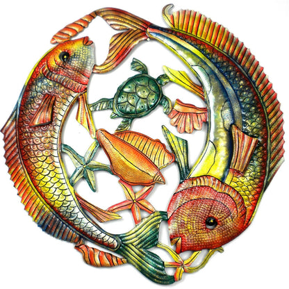 24 inch Painted Two Fish Jumping - Croix des Bouquets    Home Decor Supply | Online Retail | ShoreShopper.com