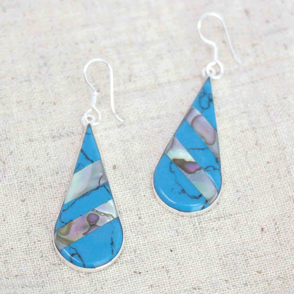 Abalone & Turquoise Striped Teardrop Earrings    Home Decor Supply | Online Retail | ShoreShopper.com