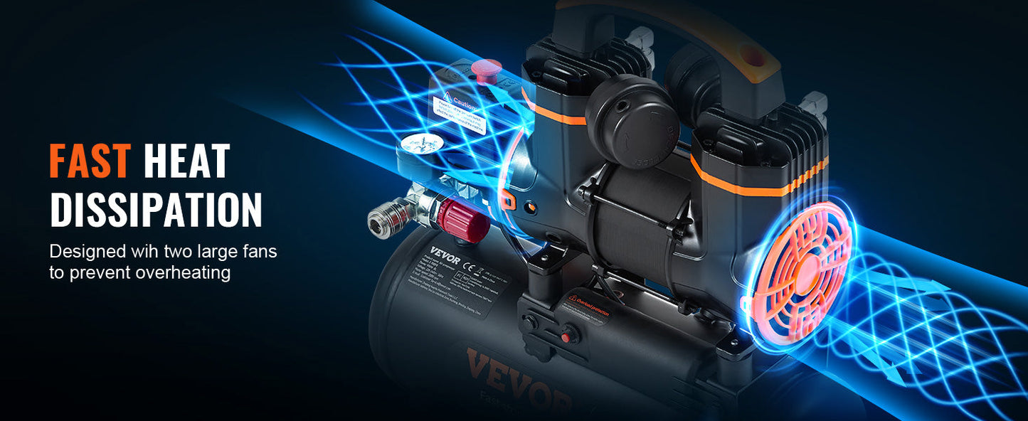 VEVOR Silent Air Compressor 900W 1450W 1800W Quiet Oil-free Portable Air Pump for Home Repair Tire Inflation Whisper Compressor    Home Decor Supply | Online Retail | ShoreShopper.com