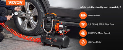 VEVOR Silent Air Compressor 900W 1450W 1800W Quiet Oil-free Portable Air Pump for Home Repair Tire Inflation Whisper Compressor    Home Decor Supply | Online Retail | ShoreShopper.com