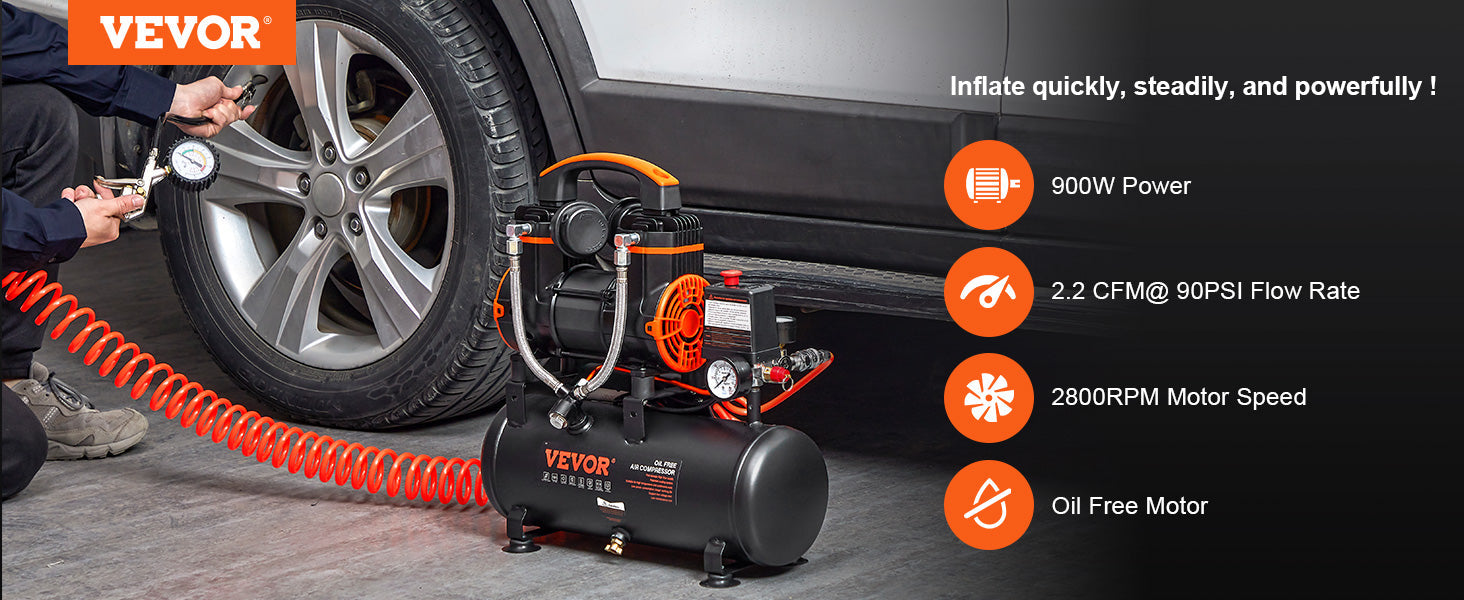 VEVOR Silent Air Compressor 900W 1450W 1800W Quiet Oil-free Portable Air Pump for Home Repair Tire Inflation Whisper Compressor    Home Decor Supply | Online Retail | ShoreShopper.com