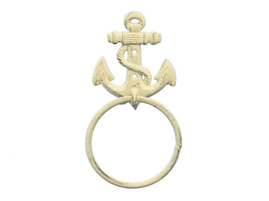 Whitewashed Cast Iron Anchor Towel Holder 8.5""    Home Decor Supply | Online Retail | ShoreShopper.com