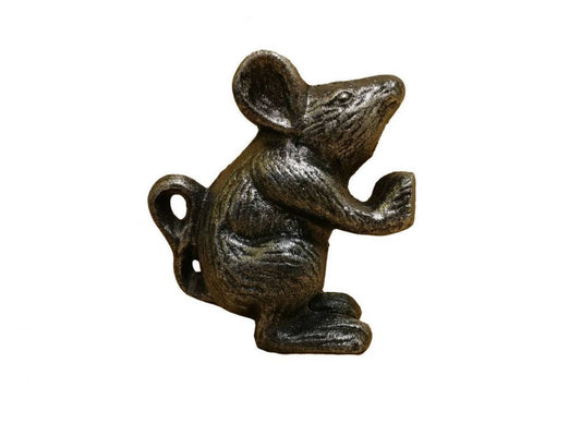 Rustic Silver Cast Iron Mouse Door Stopper 5""    Home Decor Supply | Online Retail | ShoreShopper.com