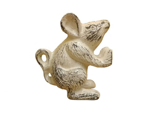 Whitewashed Cast Iron Mouse Door Stopper 5""    Home Decor Supply | Online Retail | ShoreShopper.com