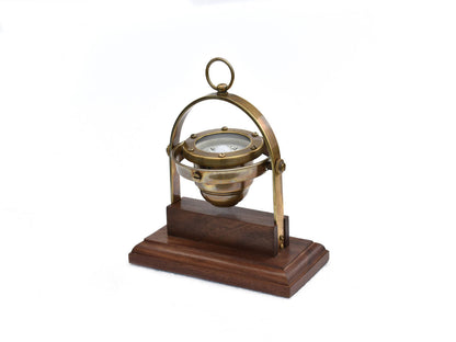 Antique Brass Desk Gimbal Compass 8""    Home Decor Supply | Online Retail | ShoreShopper.com