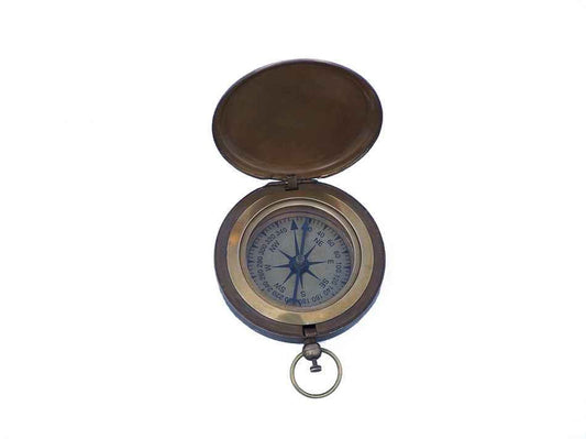 Antique Brass Captain's Push Button Compass 3""    Home Decor Supply | Online Retail | ShoreShopper.com