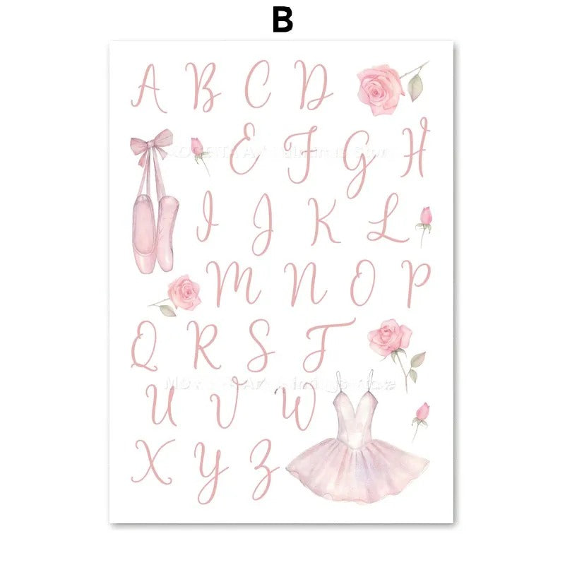 Ballet Alphanumeric Children's Room Art Canvas Painting    Home Decor Supply | Online Retail | ShoreShopper.com