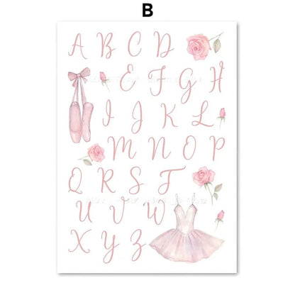 Ballet Alphanumeric Children's Room Art Canvas Painting    Home Decor Supply | Online Retail | ShoreShopper.com