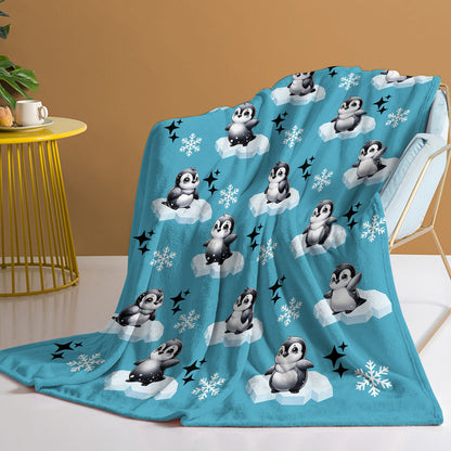 1pc Cute Penguin Snow Cloud Pattern Blue Winter Sofa Blanket Printed Flannel Blanket Comfortable And Warm Home Hugging Blanket Suitable For Bed Sofa Camping And Multi Scene Seasonal Use    Home Decor Supply | Online Retail | ShoreShopper.com