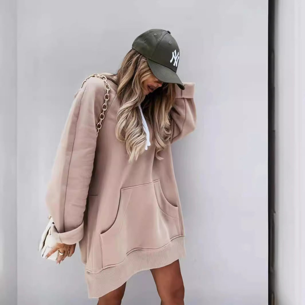 Women's Hooded Sweatshirt With Pockets Fashion Casual Split Mid-length Sweater Drawstring Tops    Home Decor Supply | Online Retail | ShoreShopper.com