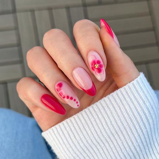 Wear Polish French Red Art Fake Nails Flower Nail Patch    Home Decor Supply | Online Retail | ShoreShopper.com