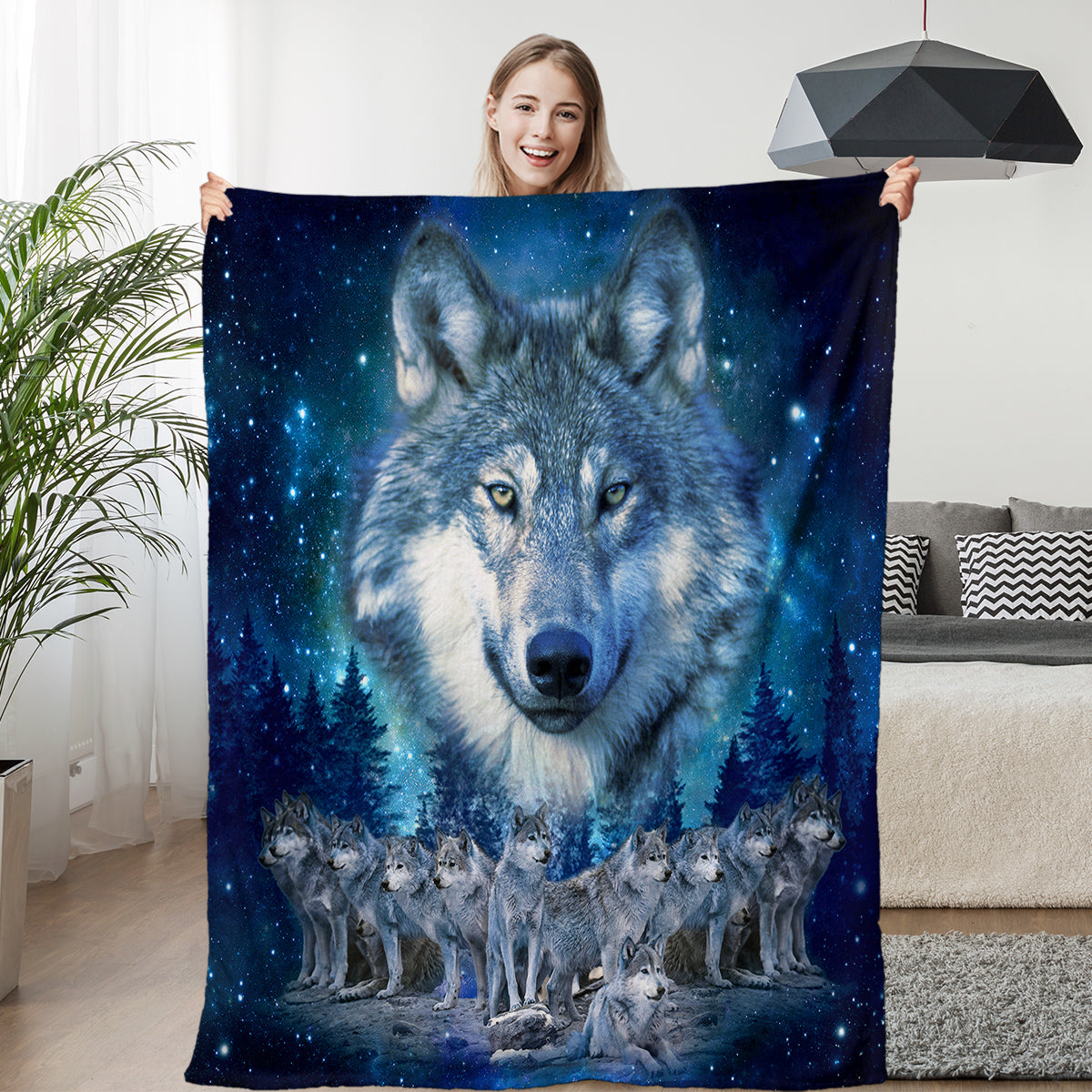 1pc Starry Wolf Pack Soft Printed Flannel Sofa Blanket Comfortable And Warm Home Use Suitable For Bed Sofa Camping And Multi Scene Seasonal Use    Home Decor Supply | Online Retail | ShoreShopper.com