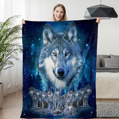 1pc Starry Wolf Pack Soft Printed Flannel Sofa Blanket Comfortable And Warm Home Use Suitable For Bed Sofa Camping And Multi Scene Seasonal Use    Home Decor Supply | Online Retail | ShoreShopper.com