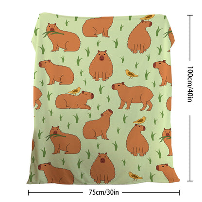 1 Pce Of Flannel Bird And Capybara Combined Pattern Soft And Fluffy Multifunctional Outdoor Beach Camping Living Room Sofa Office Nap Printed Blanket    Home Decor Supply | Online Retail | ShoreShopper.com