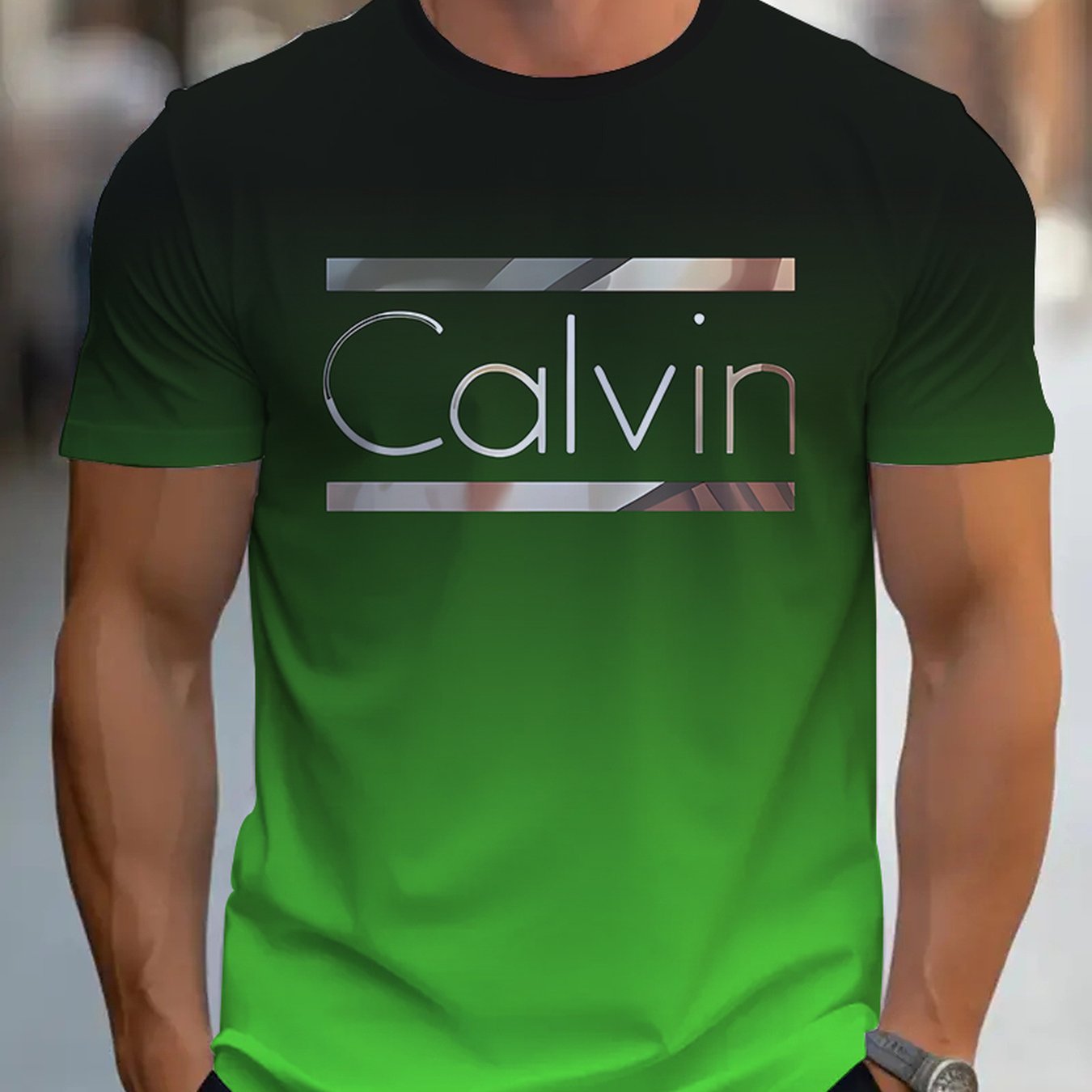 Summer Men'S 3D Digital Printing, Cool Gradual Change: "Calvin" Printed T-Shirt, Casual And Comfortable Versatile Men'S Round Neck Short Sleeves, Suitable for Daily And Sports Wear    Home Decor Supply | Online Retail | ShoreShopper.com