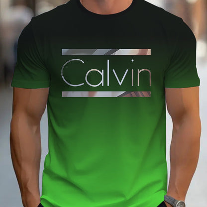 Summer Men'S 3D Digital Printing, Cool Gradual Change: "Calvin" Printed T-Shirt, Casual And Comfortable Versatile Men'S Round Neck Short Sleeves, Suitable for Daily And Sports Wear    Home Decor Supply | Online Retail | ShoreShopper.com