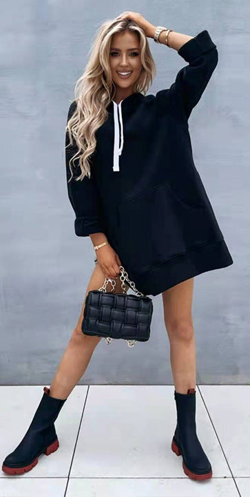 Women's Hooded Sweatshirt With Pockets Fashion Casual Split Mid-length Sweater Drawstring Tops    Home Decor Supply | Online Retail | ShoreShopper.com