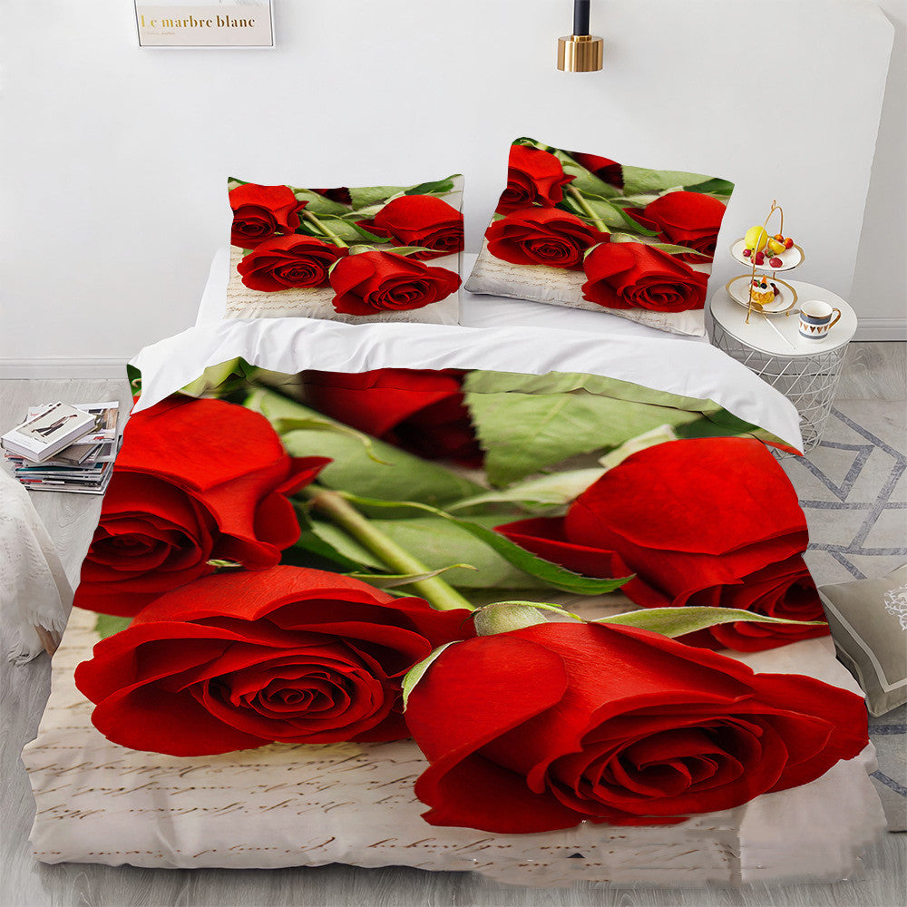 3D Digital Printing Three-piece Home Rose Series    Home Decor Supply | Online Retail | ShoreShopper.com