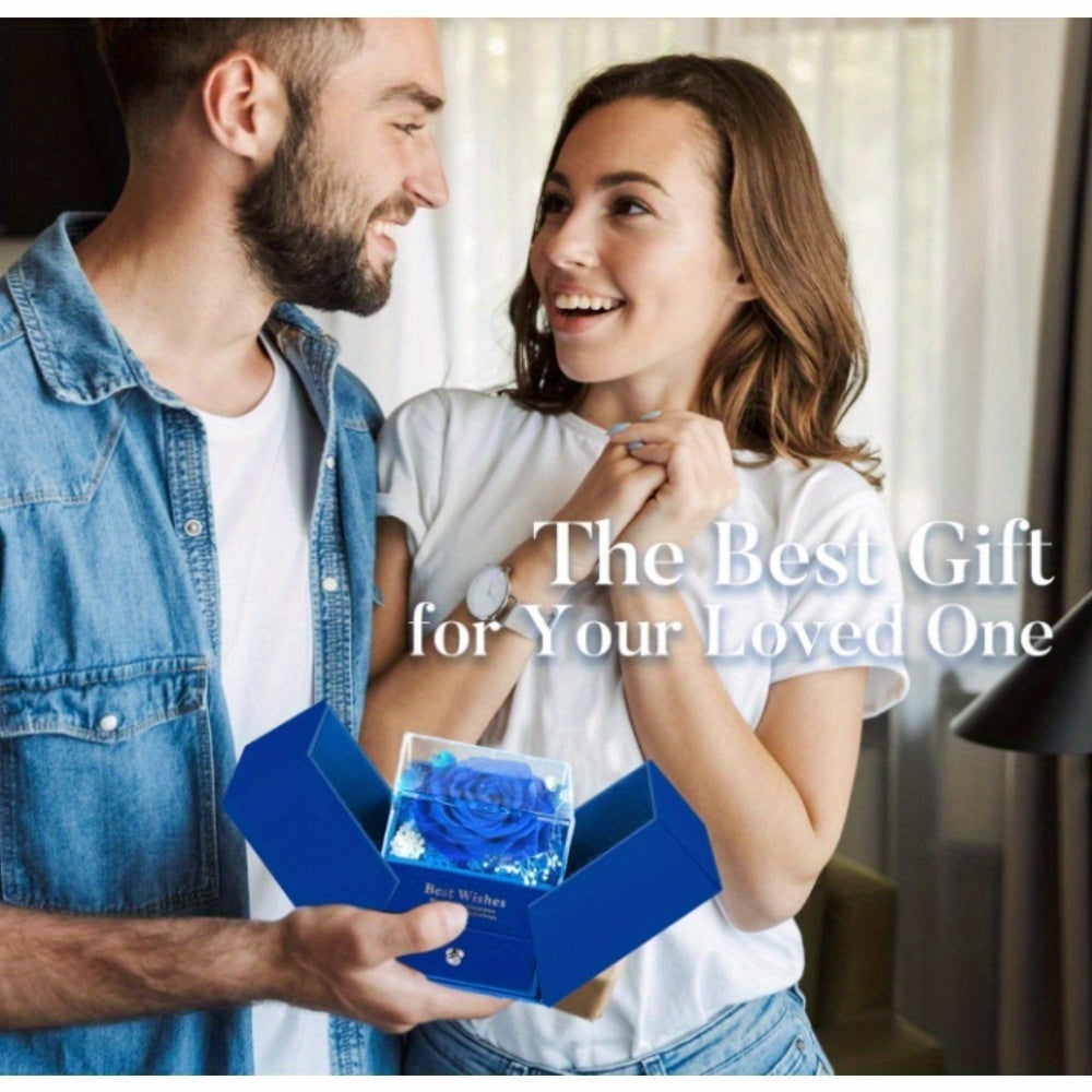 Preserved Real Rose | Perfect Eternal Flowers Rose Gifts with Necklace for Mom, Girlfriend for Mother'S Day, Valentine's, Anniversary, Thanksgiving, or Christmas | Blue Color, Metal Material    Home Decor Supply | Online Retail | ShoreShopper.com