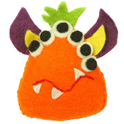 Hand Felted Orange Tooth Monster with Many Eyes - Global Groove    Home Decor Supply | Online Retail | ShoreShopper.com
