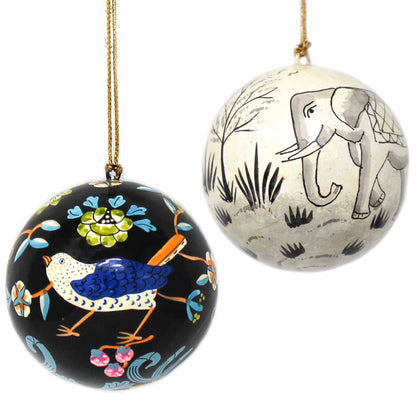 Handpainted Elephant & Bird Ornaments, Set of 2    Home Decor Supply | Online Retail | ShoreShopper.com