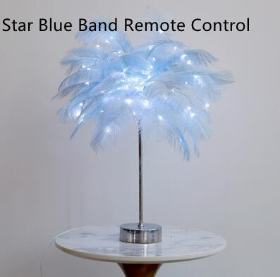 Nordic Feather Table Lamp w/ Remote Control - Dimmable LED Bedside Light - ShoreCo.Shop