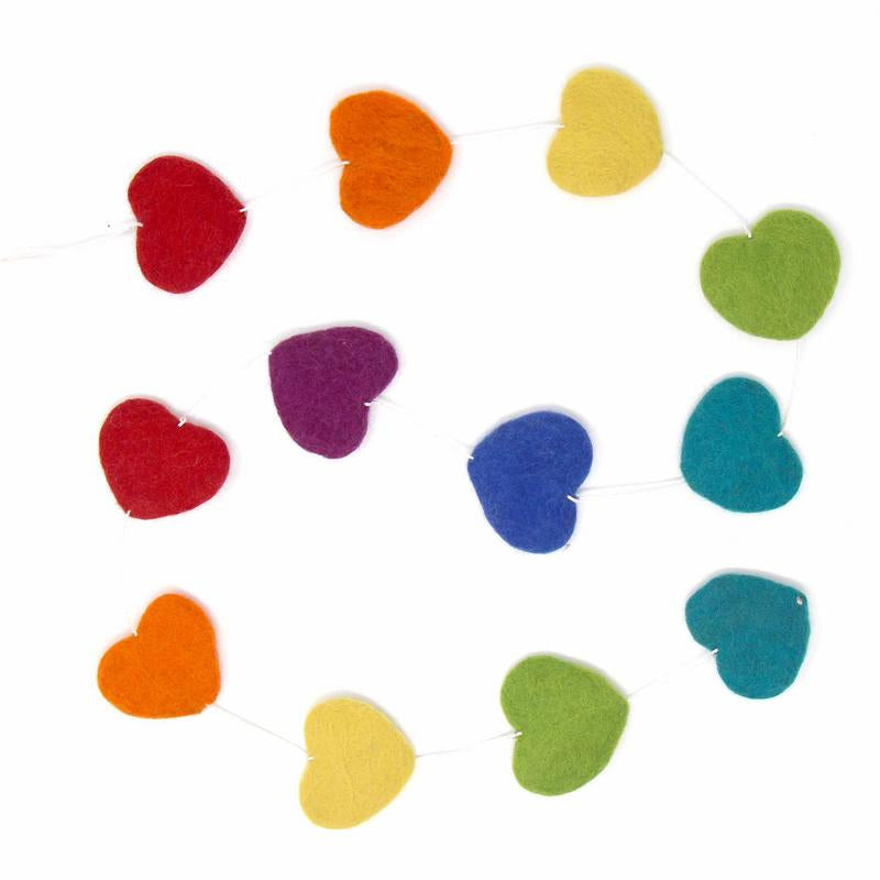 Hand Crafted Felt from Nepal: Hearts Garland, Multicolored    Home Decor Supply | Online Retail | ShoreShopper.com