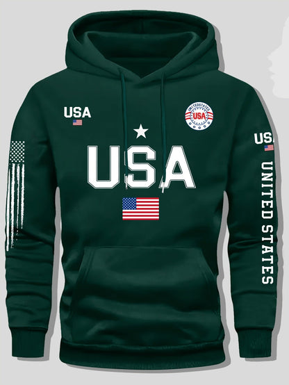 USA Flag Pattern Printed Hoodies, Men's Sweatshirts, United States Letter Printed Casual Knitted Fabric Pullovers for Both Men and Women, Student Couple Outfits, Fashionable Sweatshirts, Autumn and Winter Men's and Women's Sw    Home Decor Supply | Online Retail | ShoreShopper.com