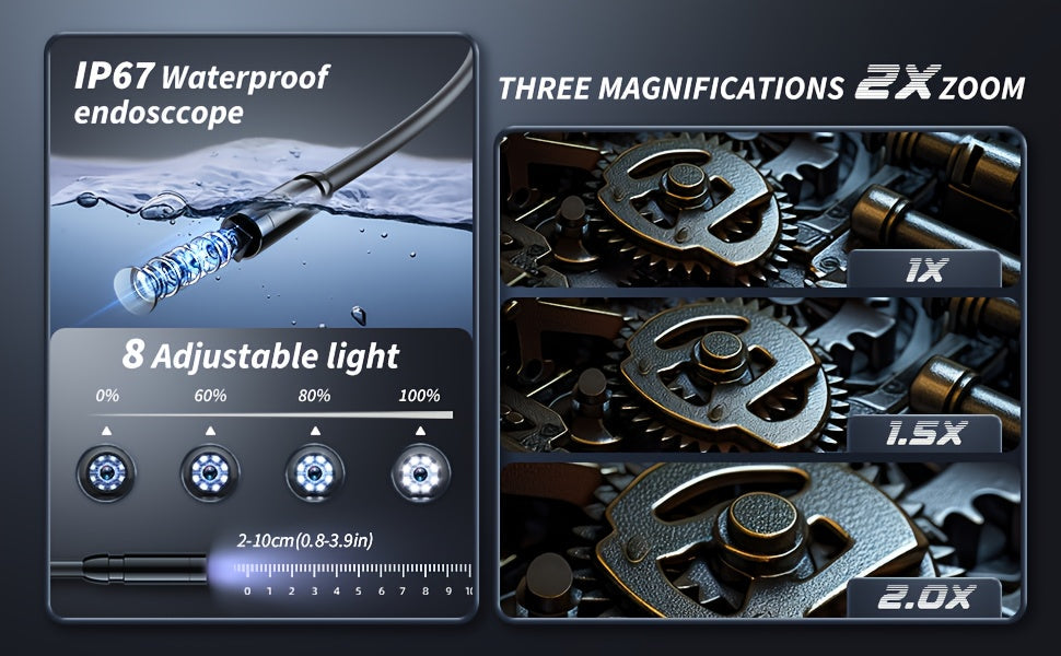 Endoscope Rechargeable Wire Cam w/ 8 LED Light 4.3" Screen 1080PHD 16ft.    Home Decor Supply | Online Retail | ShoreShopper.com