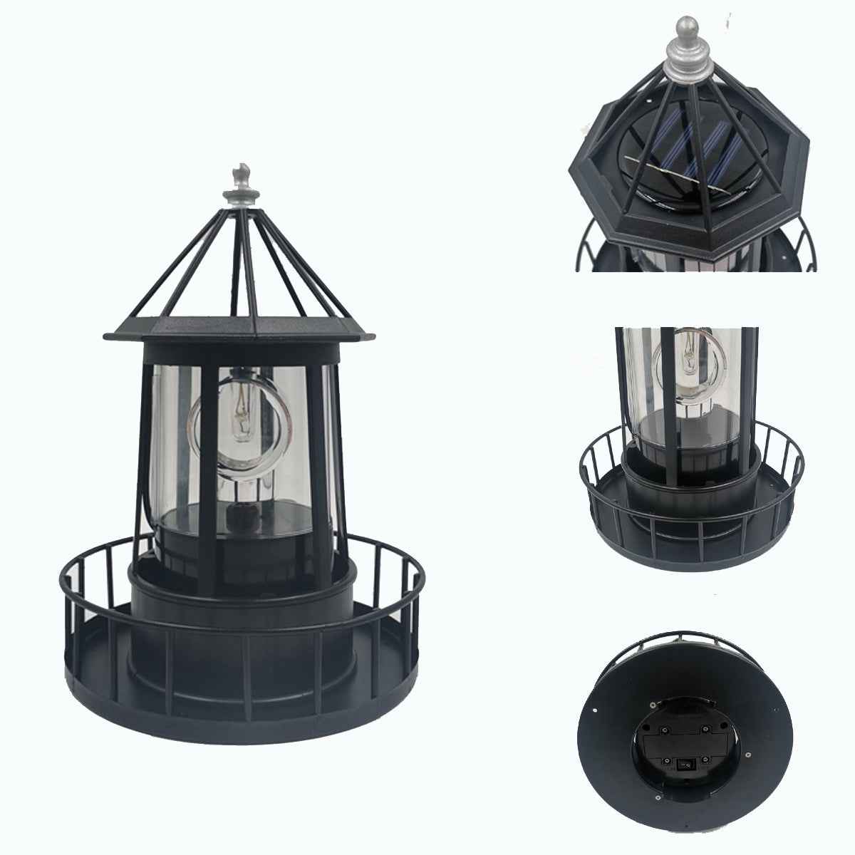 Large Solar Rotating Lighthouse Led Lawn Lamp