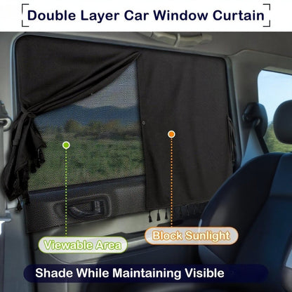 [Magnetic Car Window Shades] 2-Layer Magnetic Car Window Shades - Mesh & Blackout Fabric, Tassel Design for Side/Back Windows - Block UV Rays Privacy Curtain    Home Decor Supply | Online Retail | ShoreShopper.com