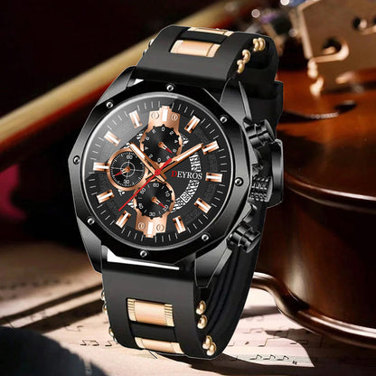 Men's Business Quartz Watch with Calendar | Durable Silicone Strap, Blue & Golden-Tone Business Casual Watch, Ideal Gift for Him    Home Decor Supply | Online Retail | ShoreShopper.com