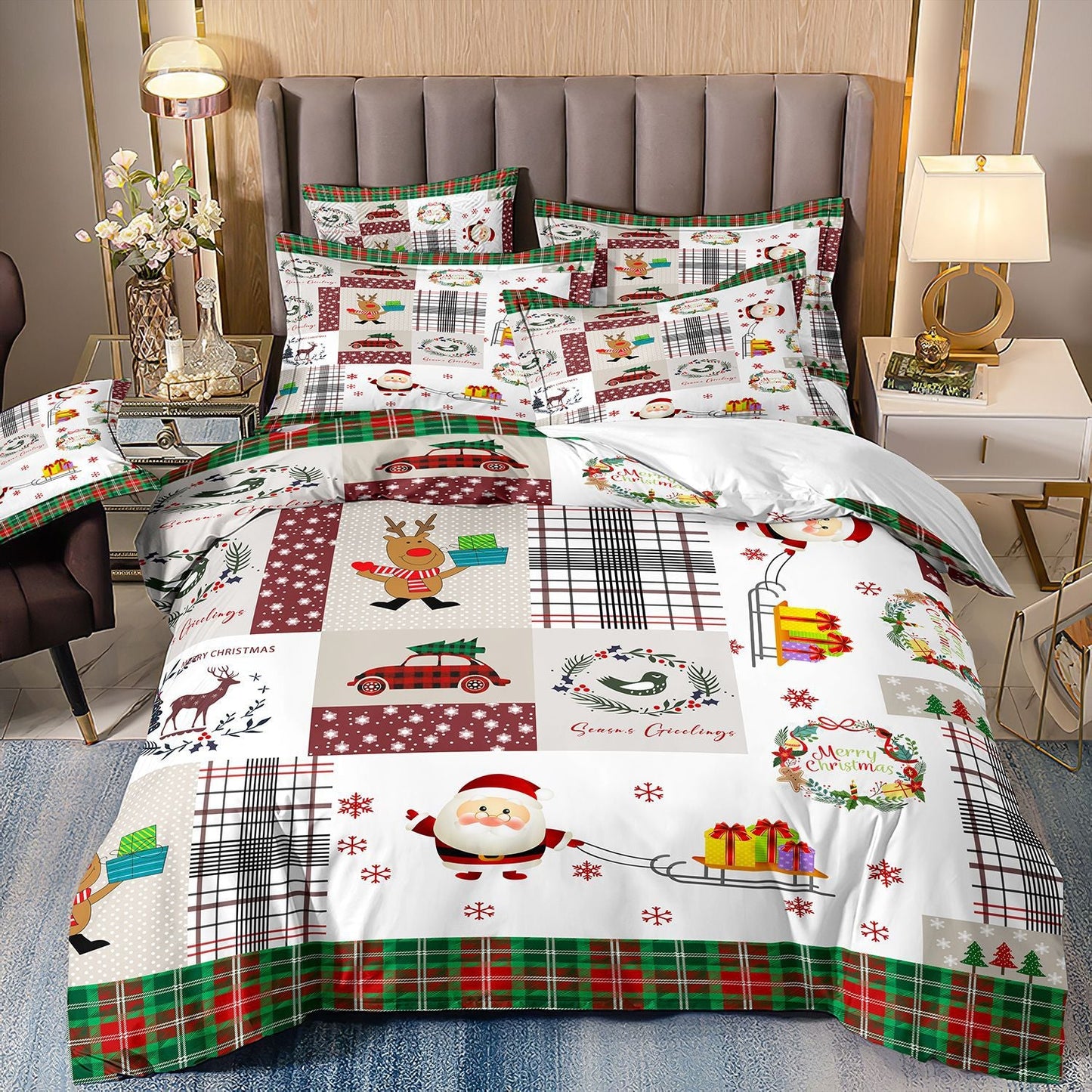 Digital Printed Three-piece Set Christmas Santa Claus Christmas Tree Snowman    Home Decor Supply | Online Retail | ShoreShopper.com
