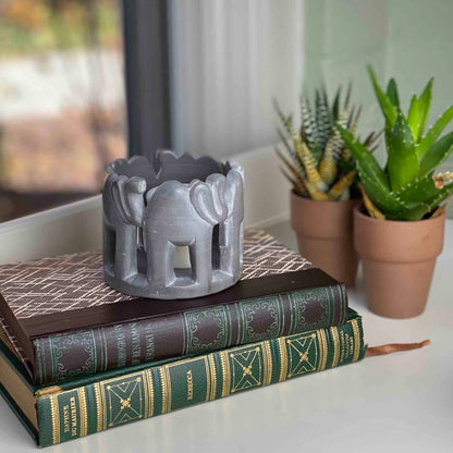 Circle of Elephants Soapstone Sculpture, 3 to 3.5-inch - Dark Stone    Home Decor Supply | Online Retail | ShoreShopper.com