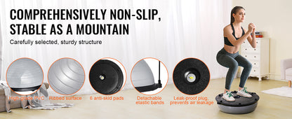 SucceBuy 23/26 inch Half Exercise Ball Trainer Balance Ball Trainer 660lbs Capacity Stability Ball Yoga Ball w/ Resistance Bands    Home Decor Supply | Online Retail | ShoreShopper.com