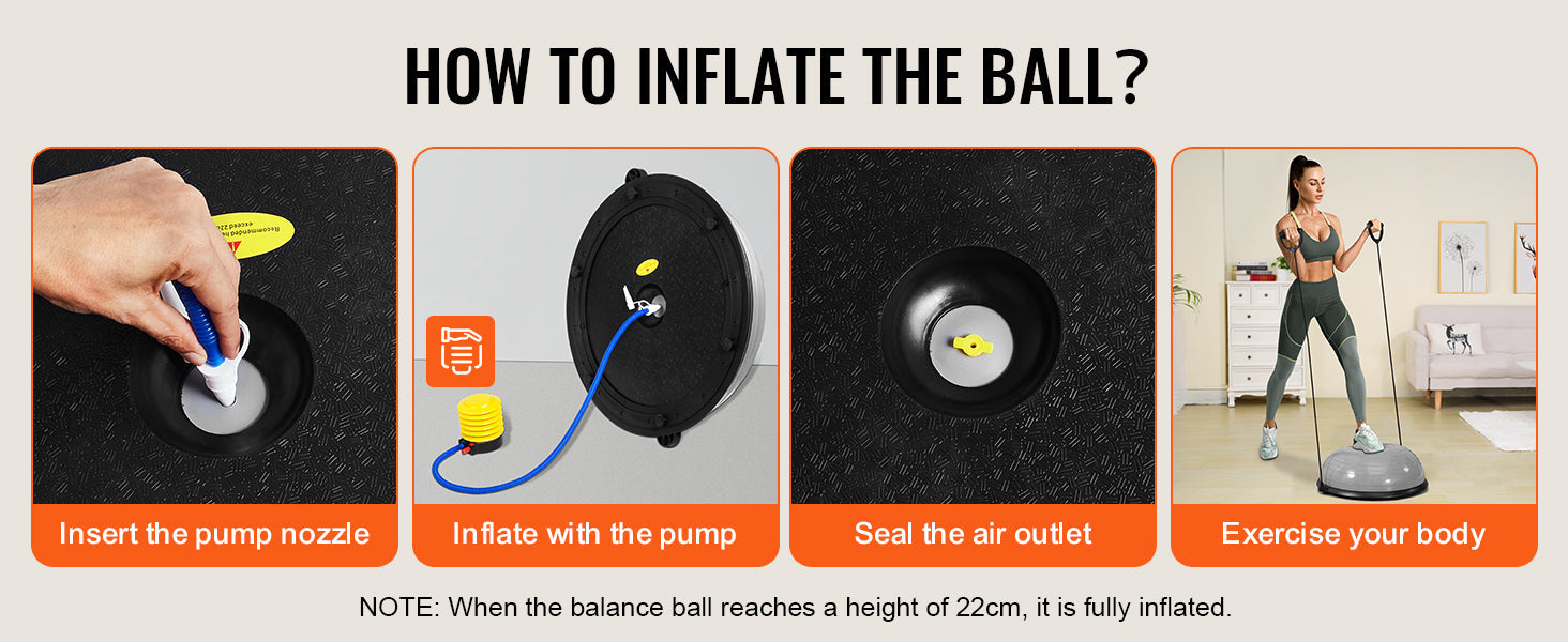 SucceBuy 23/26 inch Half Exercise Ball Trainer Balance Ball Trainer 660lbs Capacity Stability Ball Yoga Ball w/ Resistance Bands    Home Decor Supply | Online Retail | ShoreShopper.com