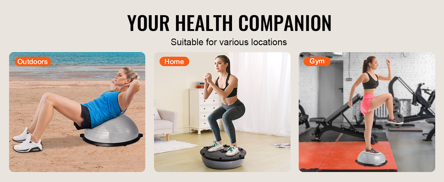 SucceBuy 23/26 inch Half Exercise Ball Trainer Balance Ball Trainer 660lbs Capacity Stability Ball Yoga Ball w/ Resistance Bands    Home Decor Supply | Online Retail | ShoreShopper.com