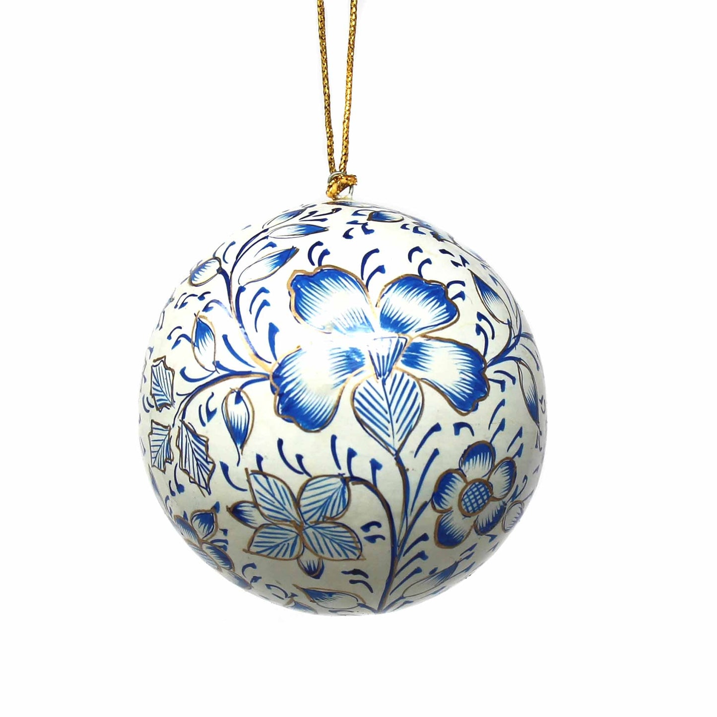 Handpainted Ornaments, Blue Floral - Pack of 3    Home Decor Supply | Online Retail | ShoreShopper.com