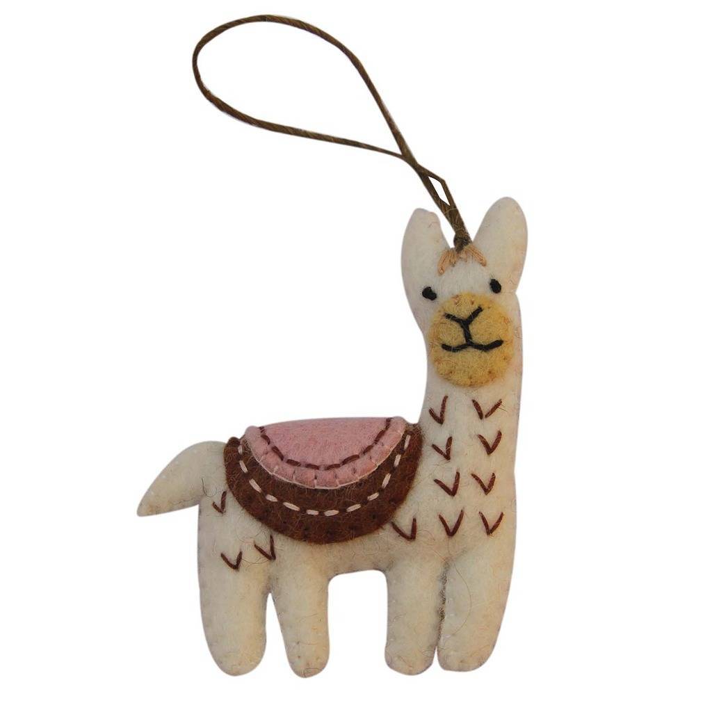 White Felt Llama Ornament - Global Groove (H)    Home Decor Supply | Online Retail | ShoreShopper.com
