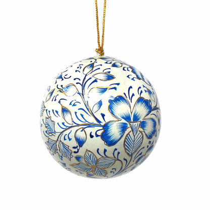 Handpainted Ornaments, Blue Floral - Pack of 3    Home Decor Supply | Online Retail | ShoreShopper.com