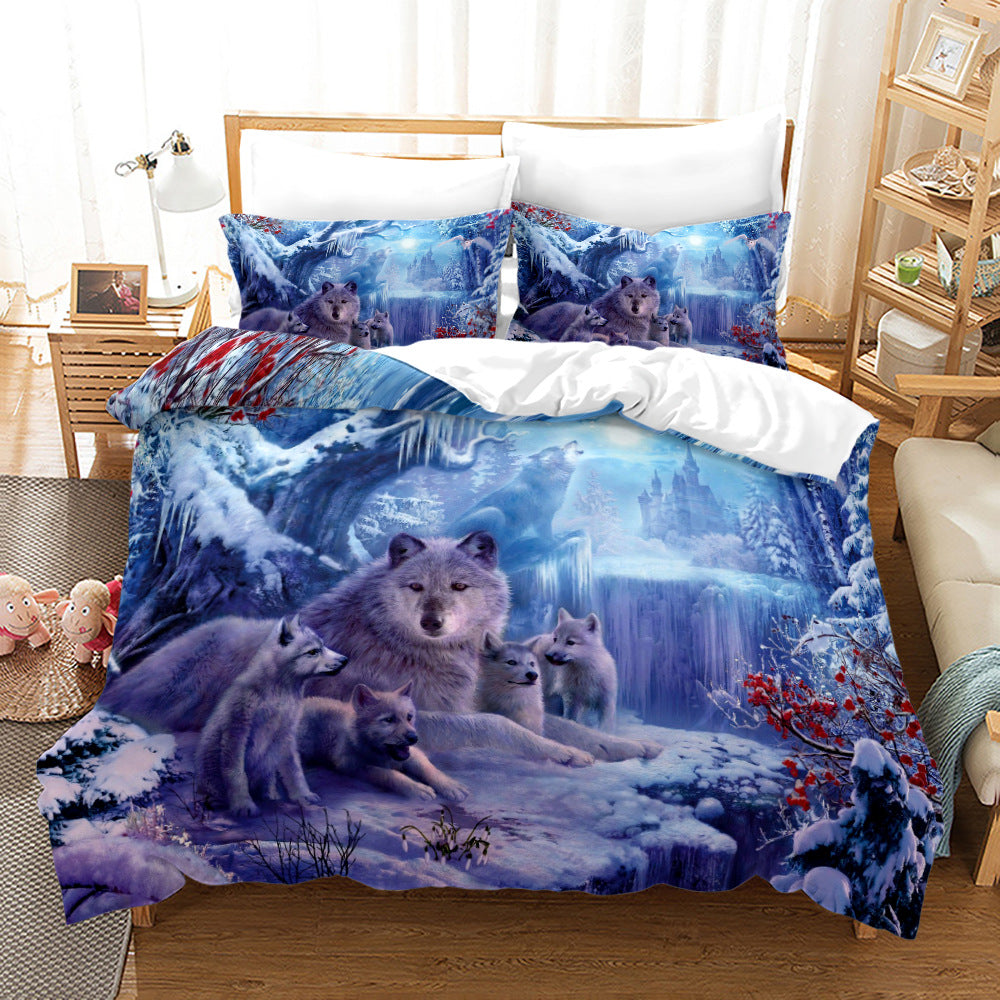 Bed Home Textile Wolf Digital Printed Three-piece Set    Home Decor Supply | Online Retail | ShoreShopper.com