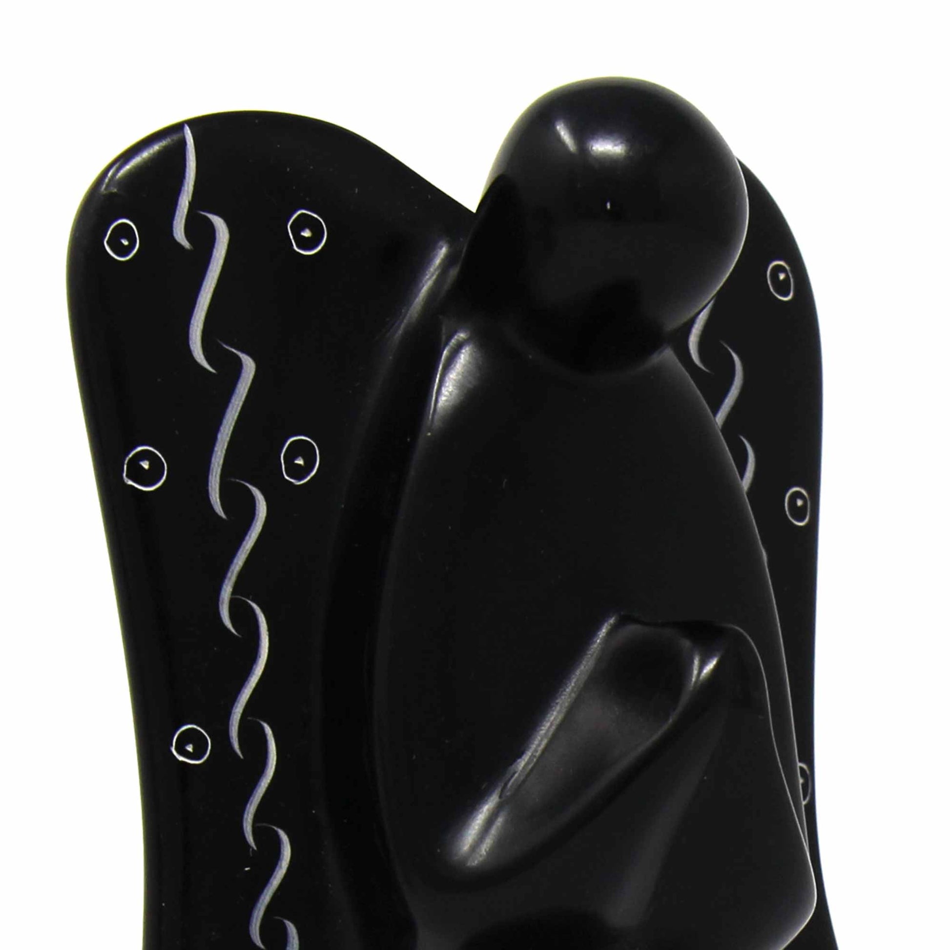 Soapstone Angel Sculpture - Black Finish with Etch Design    Home Decor Supply | Online Retail | ShoreShopper.com