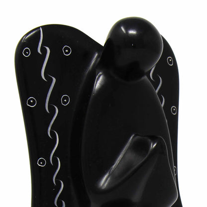 Soapstone Angel Sculpture - Black Finish with Etch Design    Home Decor Supply | Online Retail | ShoreShopper.com