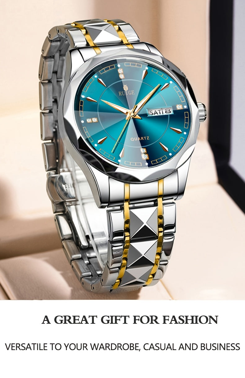 RUIGE Men's Watch Quartz Watch Luminous Stainless Steel Luxury Calendar Men's Chronograph Watch Timepiece Thanksgiving Day    Home Decor Supply | Online Retail | ShoreShopper.com