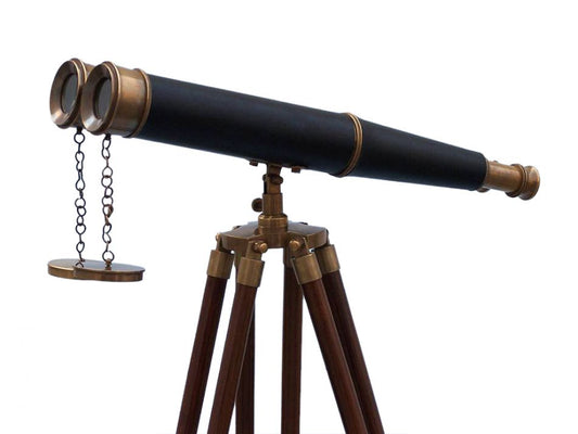 Floor Standing Admirals Antique Brass Binoculars with Leather 62""    Home Decor Supply | Online Retail | ShoreShopper.com
