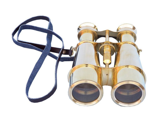 Captain's Solid Brass Binoculars with Leather Case 6""    Home Decor Supply | Online Retail | ShoreShopper.com