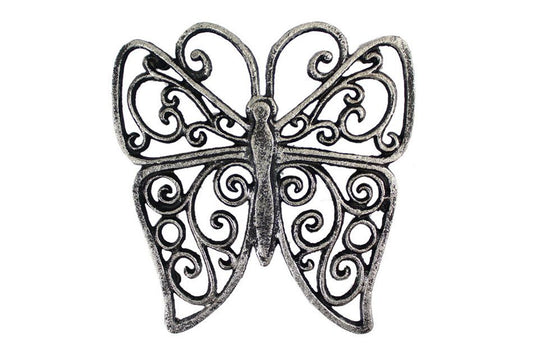 Rustic Silver Cast Iron Butterfly Trivet 8""    Home Decor Supply | Online Retail | ShoreShopper.com