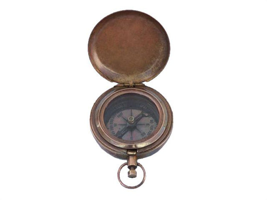 Antique Copper Ship Scout's Push Button Compass 2""    Home Decor Supply | Online Retail | ShoreShopper.com